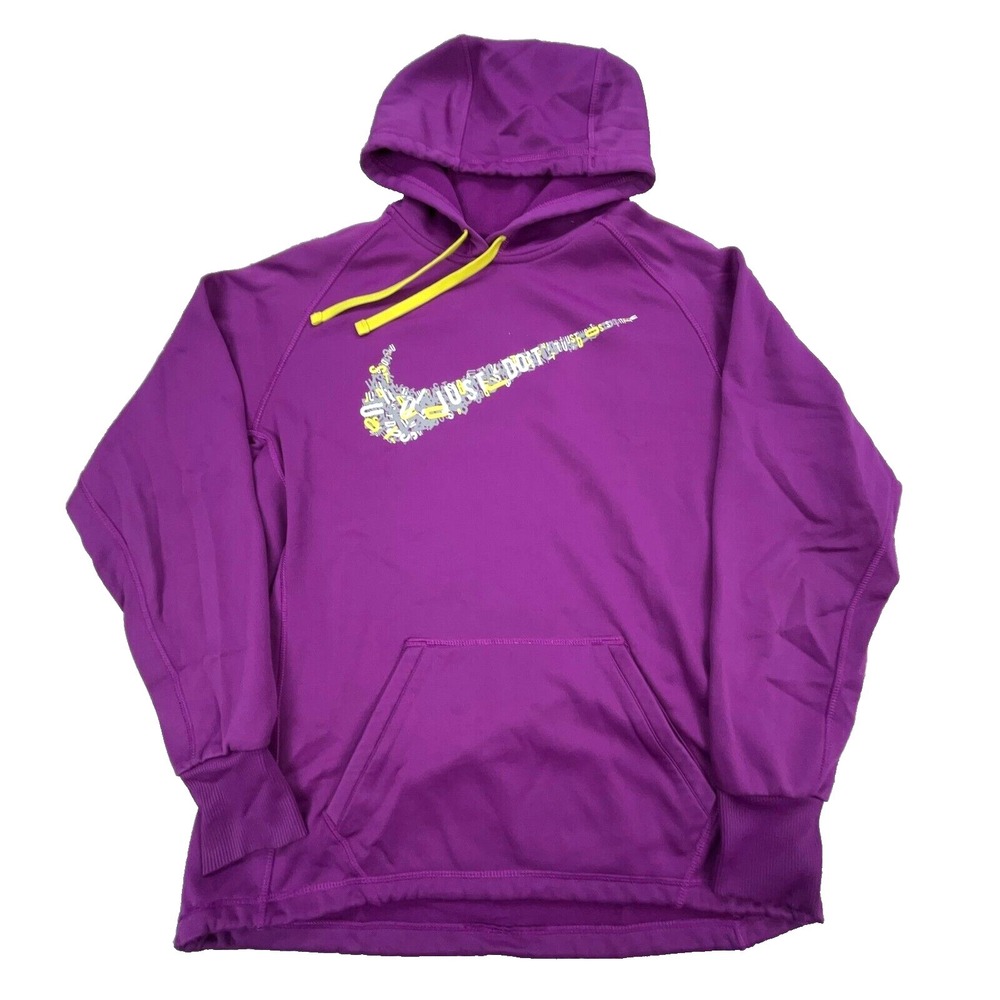 Nike Hoodie Women Medium Purple Therma Fit Sweatshirt Sweater Big Swoosh Active*